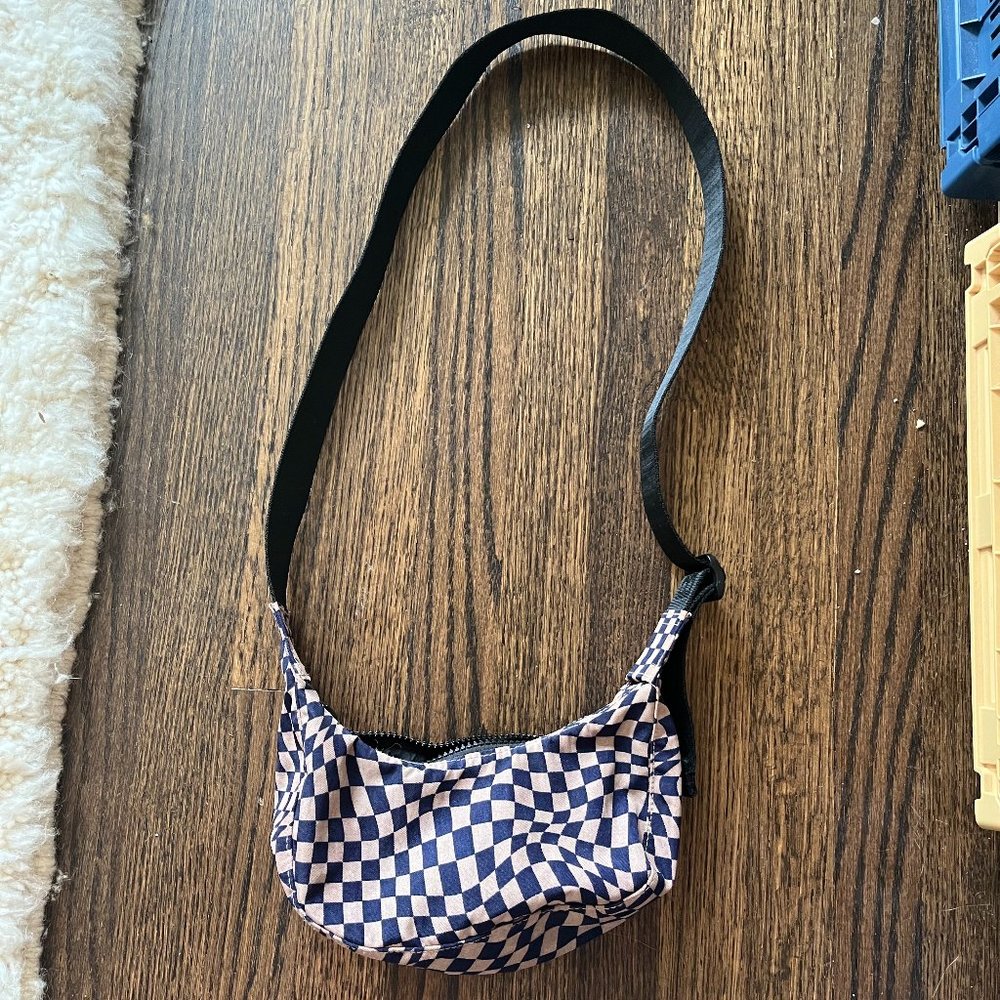 baggu mini nylon crescent trippy checker